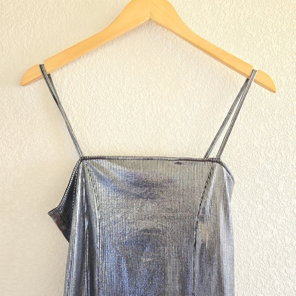H&M Metallic Silver Mini Slip Dress, M, Cocktail, Party - Picture 4 of 8